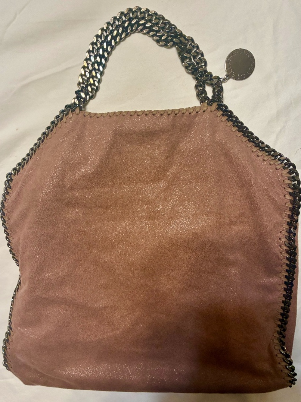 Authentic Stella McCartney Falabella Fold-Over Tote in soft blush pink “Shaggy D